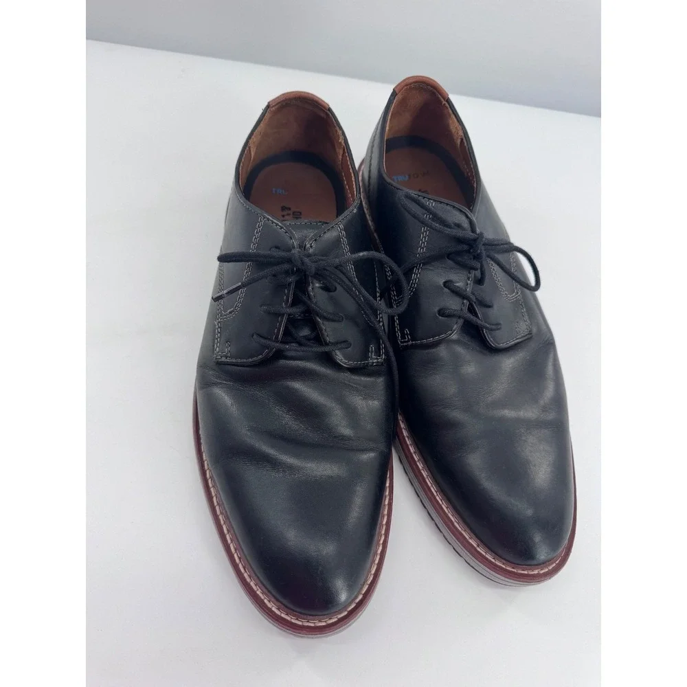 Johnston & Murphy TRUFOAM Upton Oxford Mens Black Leather Plain Toe Shoe 10M